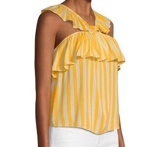 NWT Rebecca minkoff Doris top yellow white strip sz L lined